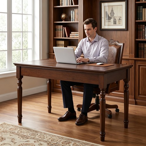 Walnut writing desk with 2 - desk,